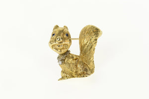 14K Sapphire Eyed Diamond Necklace Squirrel Pin/Brooch Yellow Gold
