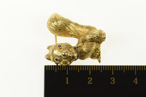 14K Sapphire Eyed Diamond Necklace Squirrel Pin/Brooch Yellow Gold