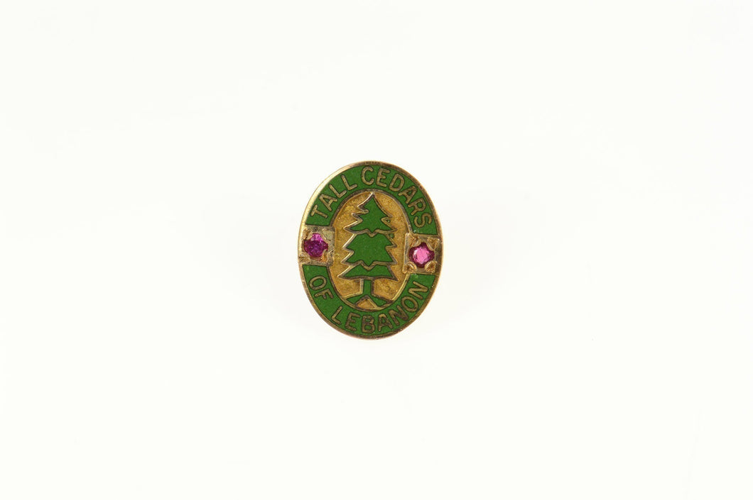 14K Tall Cedars of Lebanon Enamel Masonic Lapel Pin/Brooch Yellow Gold
