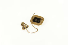 Load image into Gallery viewer, 10K D STS Black Onyx Seed Pearl Lapel Stick Pin Yellow Gold