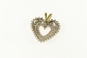 10K 1.38 Ctw Diamond Encrusted Heart Love Symbol Pendant Yellow Gold