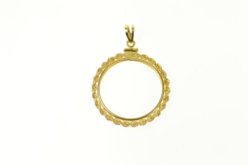 14K Rope Trim 25.9mm Coin Holder Bezel Pendant Yellow Gold