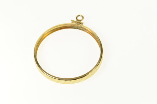 14K 50.5mm Grooved Trim Coin Bezel Holder Pendant Yellow Gold