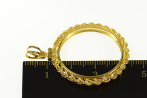 14K 25.7mm Rope Trim Coin Holder Bezel Pendant Yellow Gold