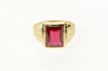 Load image into Gallery viewer, 10K Retro 1930&#39;s Syn. Ruby Classic Statement Ring Size 8.75 Yellow Gold