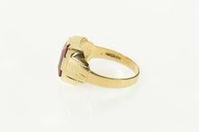 Load image into Gallery viewer, 10K Retro 1930&#39;s Syn. Ruby Classic Statement Ring Size 8.75 Yellow Gold