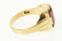 Load image into Gallery viewer, 10K Retro 1930&#39;s Syn. Ruby Classic Statement Ring Size 8.75 Yellow Gold