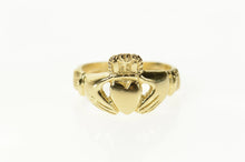 Load image into Gallery viewer, 14K Claddagh Symbol Traditional Irish Loyalty Ring Size 6.75 Yellow Gold