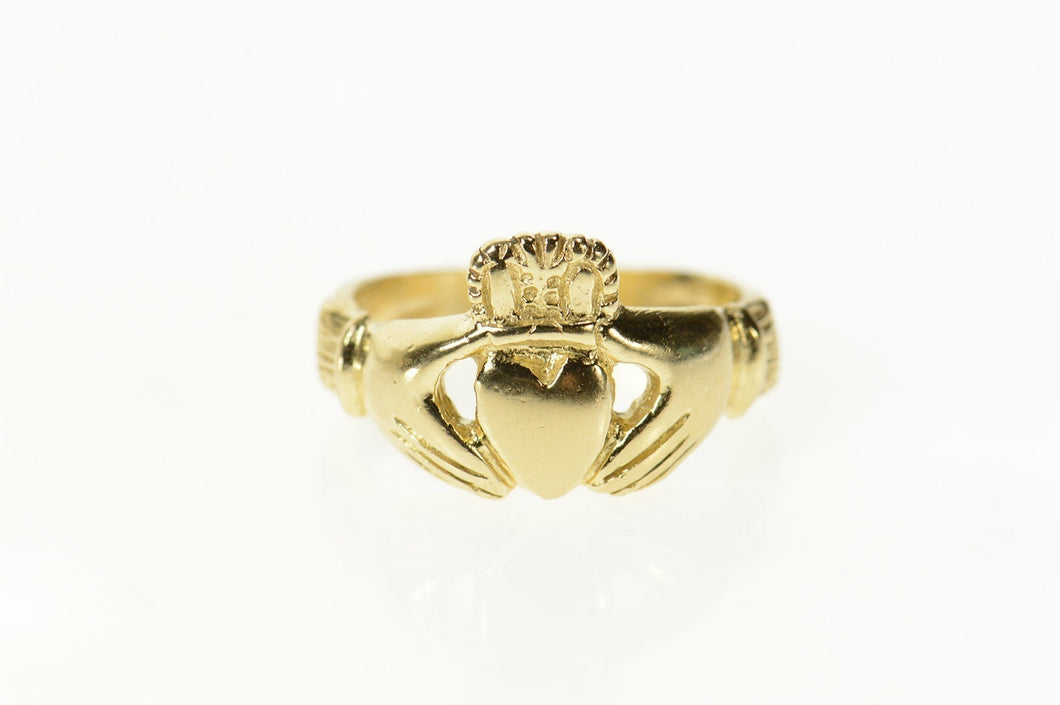 14K Claddagh Symbol Traditional Irish Loyalty Ring Size 6.75 Yellow Gold