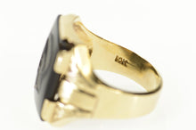 Load image into Gallery viewer, 10K Retro Black Onyx Carved Intaglio Soldier Ring Size 9.75 Yellow Gold