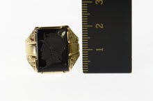 Load image into Gallery viewer, 10K Retro Black Onyx Carved Intaglio Soldier Ring Size 9.75 Yellow Gold