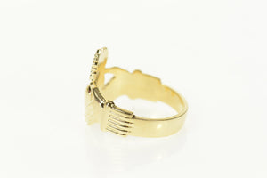 14K Claddagh Symbol Traditional Irish Loyalty Ring Size 9.25 Yellow Gold