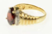 Load image into Gallery viewer, 10K Pear Garnet Diamond Accent Grooved Ring Size 7 Yellow Gold