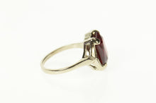 Load image into Gallery viewer, 10K Art Deco Syn. Ruby Squared Ornate Statement Ring Size 8 White Gold