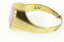 Load image into Gallery viewer, 10K Art Deco Syn. Ruby Grooved Squared Ring Size 5.25 Yellow Gold