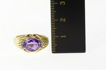 Load image into Gallery viewer, 14K Oval Amethyst Diamond Accent Statement Ring Size 8 Yellow Gold