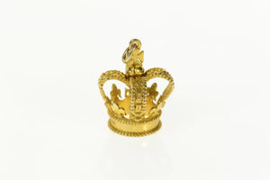 9K 3D Crown Royalty Symbol Ornate King Queen Charm/Pendant Yellow Gold