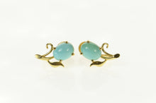 Load image into Gallery viewer, 14K Oval Turquoise Cabochon Screw Back Earrings Yellow Gold