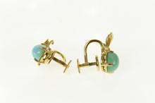 Load image into Gallery viewer, 14K Oval Turquoise Cabochon Screw Back Earrings Yellow Gold
