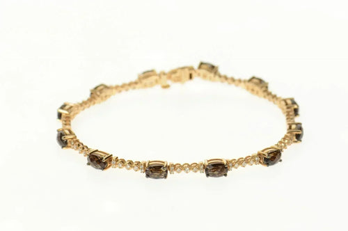 14K 3.90 Ctw LeVian Smoky Quartz Diamond Tennis Bracelet 7