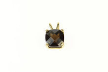 Load image into Gallery viewer, 14K Square Cushion Faceted Smoky Qurartz Pendant Yellow Gold
