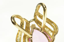 Load image into Gallery viewer, 14K Pear Syn. Pink Topaz Curvy Statement Pendant Yellow Gold