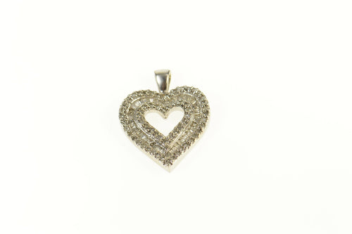 14K Diamond Encrusted Heart Love Symbol Pendant White Gold