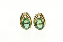 Load image into Gallery viewer, 14K Oval Prasiolite Diamond Accent Stud Earrings Yellow Gold