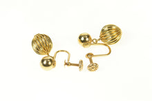 Load image into Gallery viewer, 14K Scalloped Ball Dangle Retro Screw Back Earrings Yellow Gold