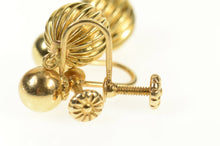 Load image into Gallery viewer, 14K Scalloped Ball Dangle Retro Screw Back Earrings Yellow Gold