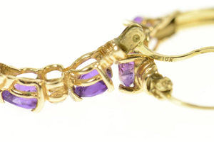 10K Heart Amethyst Diamond Accent Hoop Earrings Yellow Gold
