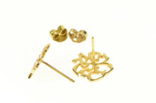 Load image into Gallery viewer, 18K Arabic Script Cut Out Ornate Stud Earrings Yellow Gold
