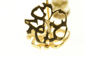 18K Arabic Script Cut Out Ornate Stud Earrings Yellow Gold