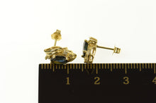 Load image into Gallery viewer, 14K Oval Natural Sapphire Diamond Accent Stud Earrings Yellow Gold