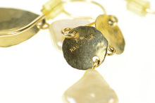 Load image into Gallery viewer, 14K Pearl Geometric Hammered Dangle Hook Earrings Yellow Gold