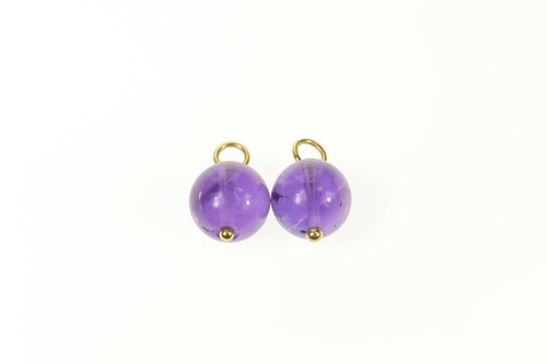 14K Round Amethyst Sphere Ball Hoop Enhancer Earring Jackets Yellow Gold