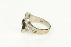 10K Squared Black Onyx Diamond Accent Men's Ring Size 10.25 White Gold