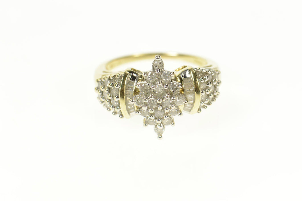 10K 0.66 Ctw Diamond Marquise Cluster Statement Ring Size 9.5 Yellow Gold