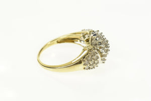 10K 0.66 Ctw Diamond Marquise Cluster Statement Ring Size 9.5 Yellow Gold