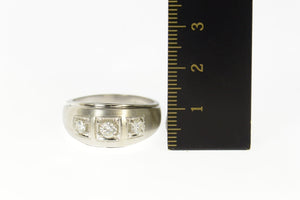 14K 0.51 Ctw Men's Diamond Three Stone Wedding Ring Size 10 White Gold