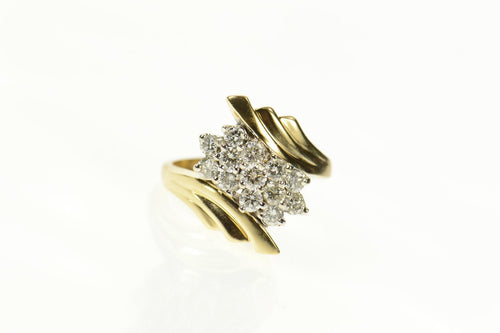 14K 0.78 Ctw Diamond Cluster Retro Bypass Ring Size 7.75 Yellow Gold