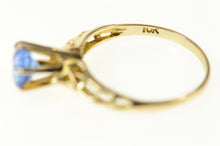 Load image into Gallery viewer, 10K Sim. Sapphire Ornate Filigree Statement Ring Size 5 Yellow Gold