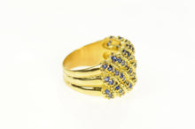Load image into Gallery viewer, 18K Natural Sapphire Striped Scalloped Tiered Ring Size 6 Yellow Gold