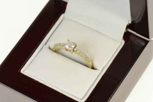 10K Princess Cubic Zirconia Travel Engagement Ring Size 7 Yellow Gold