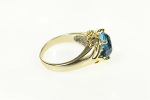 14K London Blue Topaz Ornate Cocktail Ring Size 8.75 Yellow Gold