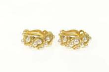 Load image into Gallery viewer, 14K Pearl Retro Wavy Pattern Clip On Hoop Earrings Yellow Gold