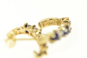 14K 0.42 Ctw Diamond Sapphire Semi Hoop Earrings Yellow Gold