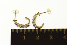 Load image into Gallery viewer, 14K 0.42 Ctw Diamond Sapphire Semi Hoop Earrings Yellow Gold