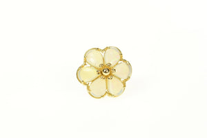 14K Pear Natural Opal Flower Single Stud Earring Yellow Gold