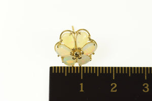 14K Pear Natural Opal Flower Single Stud Earring Yellow Gold